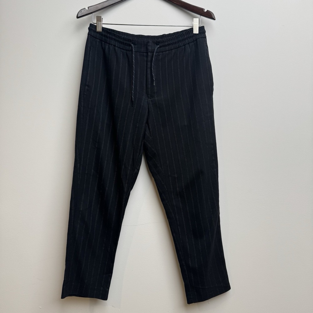 TOPMAN Stretch Pants Men's Pinstripes Navy Blue Strings‎ Lightweight Casual Fit